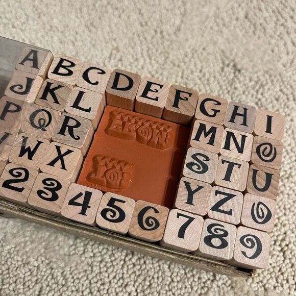 All Night Media Jive Alphabet Wood Mount Rubber Stamps Upper Case Letter Number - Picture 3 of 6